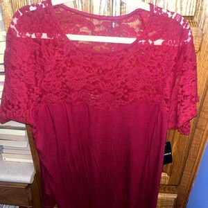 Torrid Deep Red Lace Mix Sweetheart Top